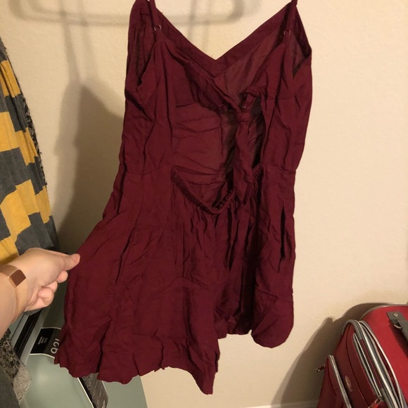 AE Wine-Colored Tie-Back Romper - Picture 2 of 5